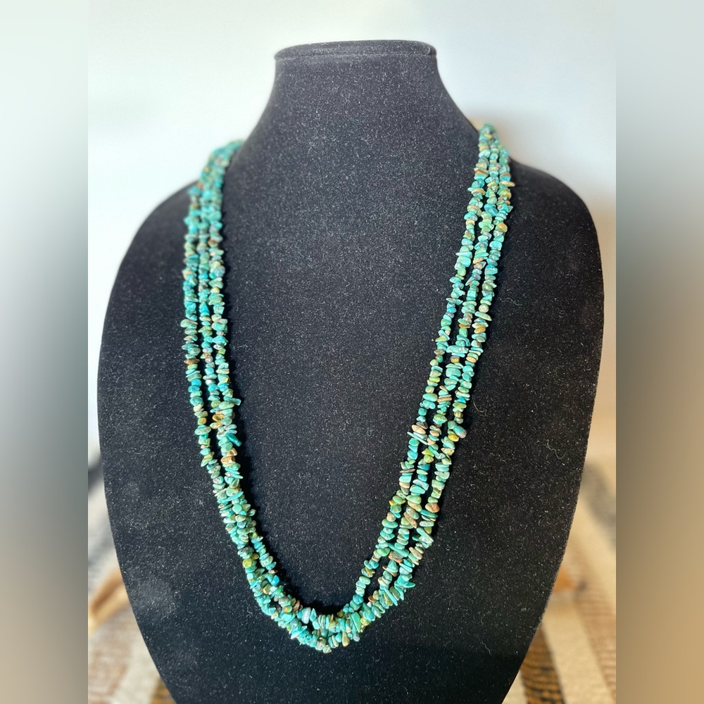 Vtg. 3 Strain Santo Domingo Turquoise Necklace